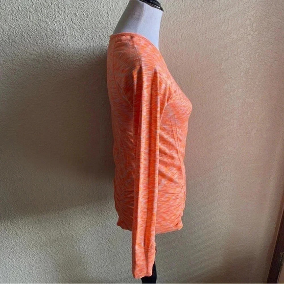 Athleta Fastest Track Space Dye Long Sleeve Round Neck Orange Activewear Top: M - Picture 4 of 12